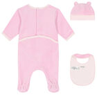Baby Girls Pink Logo & Animals Babygrows Gift Set, 2, hi-res